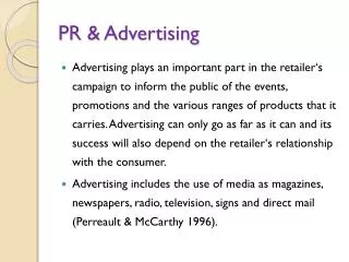 PR &amp; Advertising