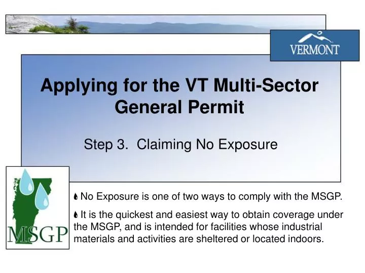 applying for the vt multi sector general permit