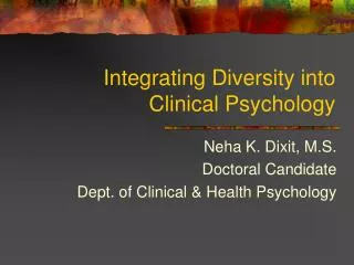 Integrating Diversity into Clinical Psychology