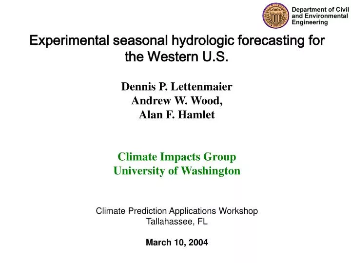 experimental seasonal hydrologic forecasting for the western u s