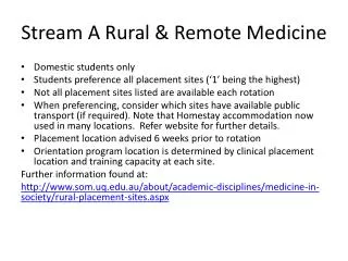 Stream A Rural &amp; Remote Medicine
