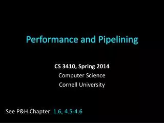 Performance and Pipelining