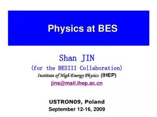 Physics at BES