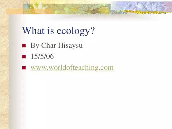 what is ecology