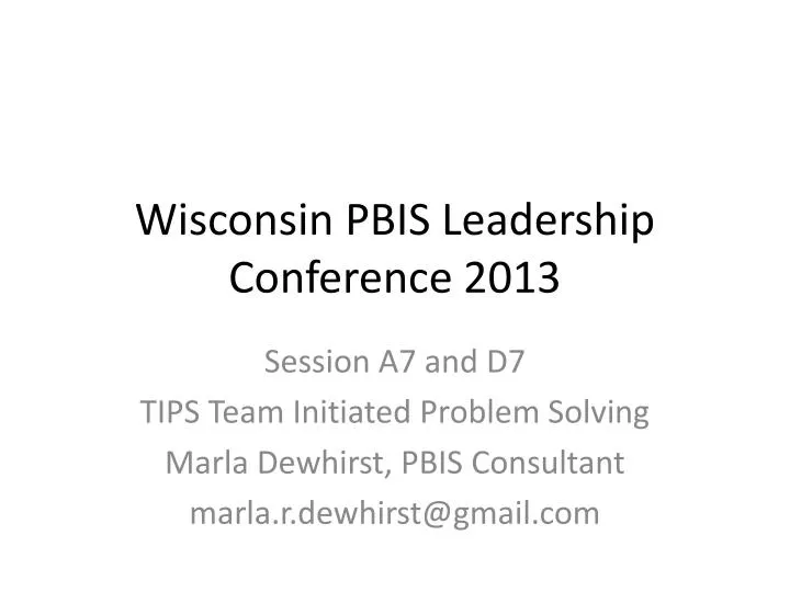 wisconsin pbis leadership conference 2013