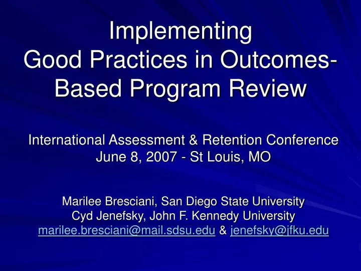 implementing good practices in outcomes based program review