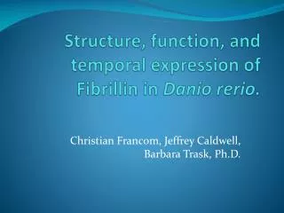 Structure, function, and temporal expression of Fibrillin in Danio rerio.