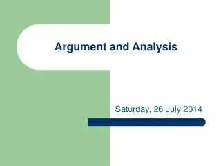 Argument and Analysis