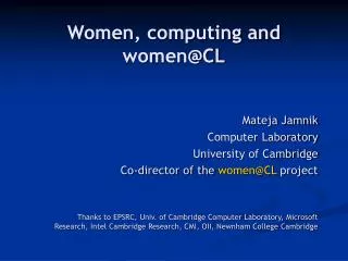 Women, computing and women@CL