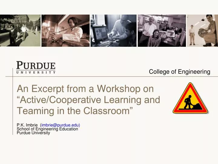 an excerpt from a w orkshop on active cooperative learning and teaming in the classroom