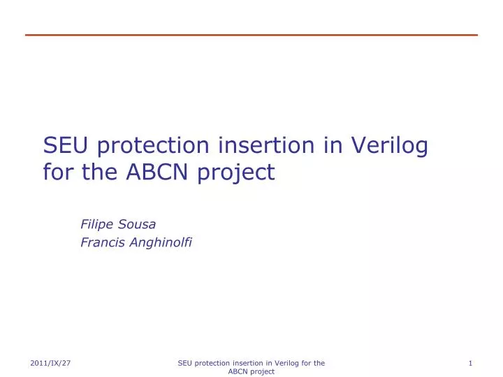 seu protection insertion in verilog for the abcn project