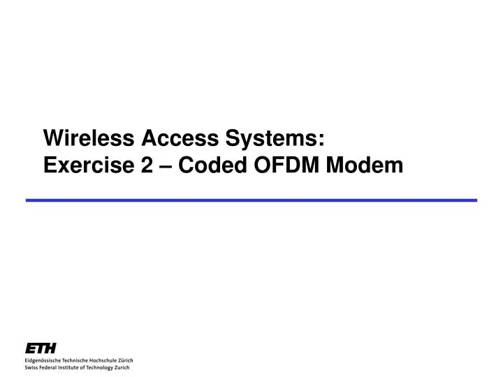 wireless access systems exercise 2 coded ofdm modem