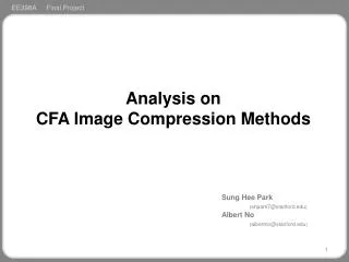 Analysis on CFA Image Compression Methods