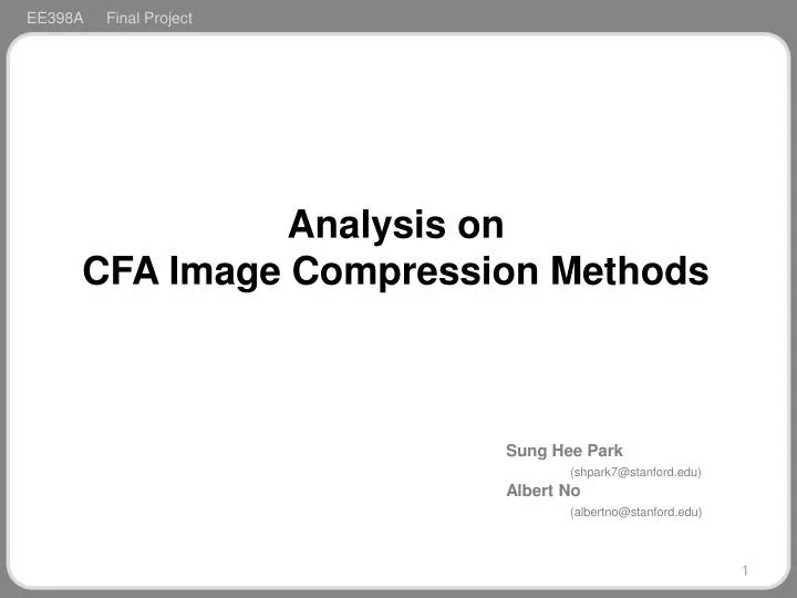 analysis on cfa image compression methods