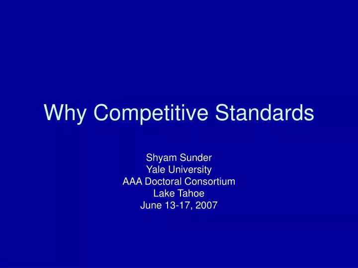 why competitive standards