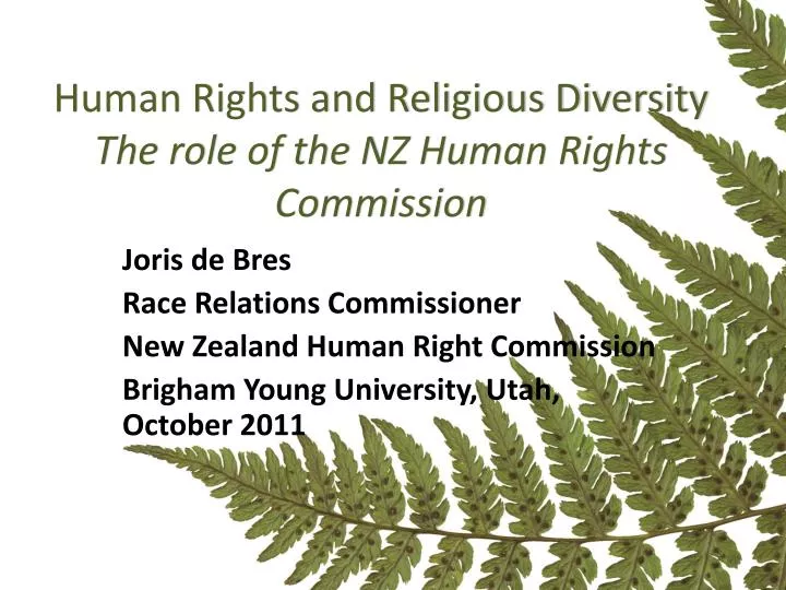 human rights and religious diversity the role of the nz human rights commission