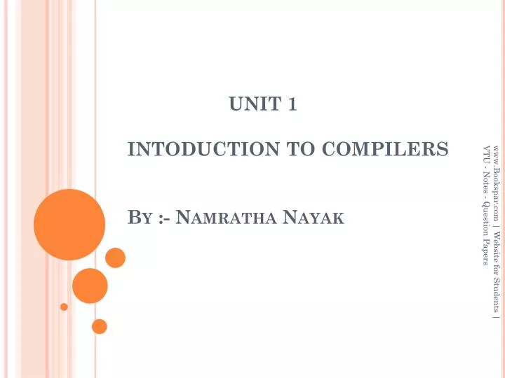 unit 1 intoduction to compilers by namratha nayak