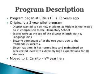 program description
