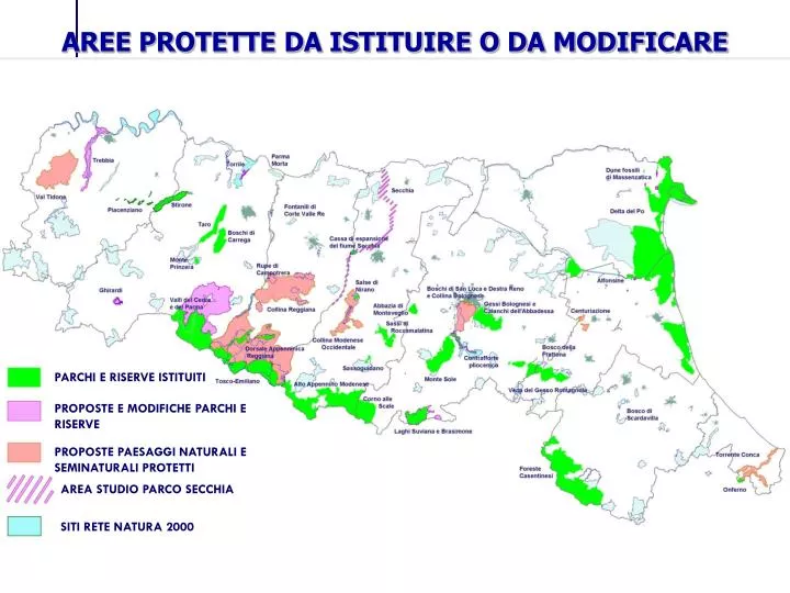 aree protette da istituire o da modificare