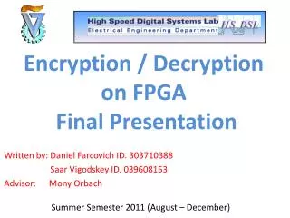 Encryption / Decryption on FPGA Final Presentation
