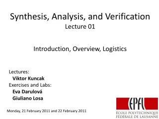 Synthesis, Analysis, and Verification Lecture 01