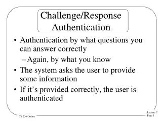 Challenge/Response Authentication