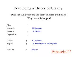 Developing a Theory of Gravity