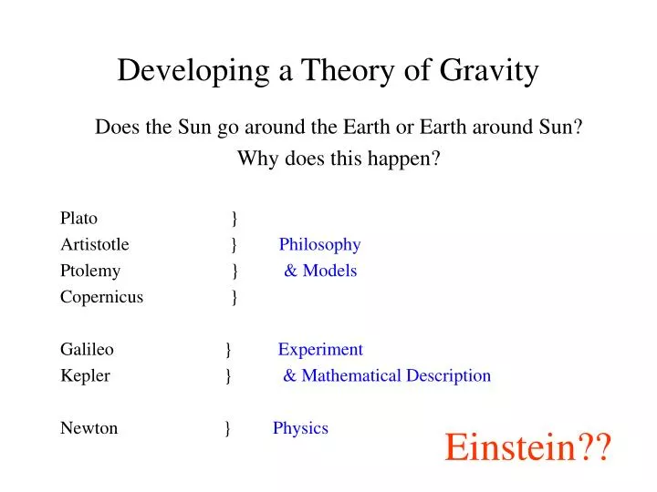 developing a theory of gravity