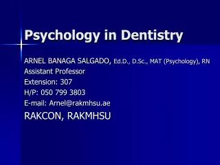 Psychology in Dentistry
