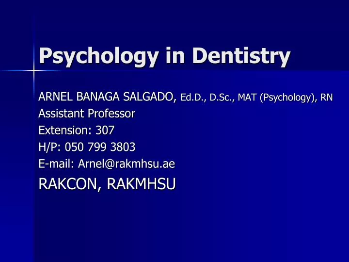 psychology in dentistry