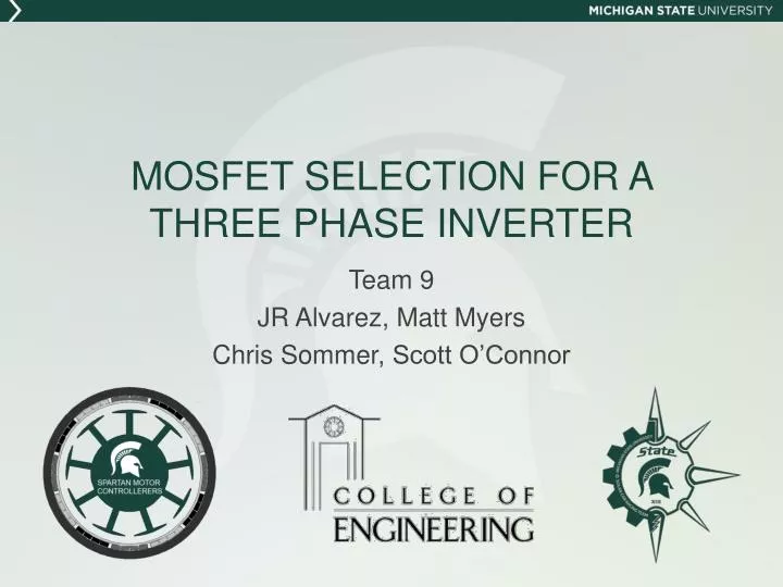 mosfet selection for a three phase inverter