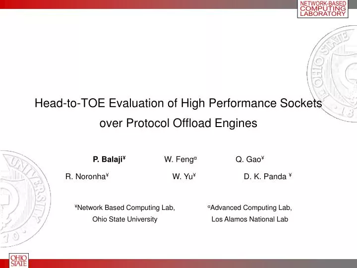 head to toe evaluation of high performance sockets over protocol offload engines