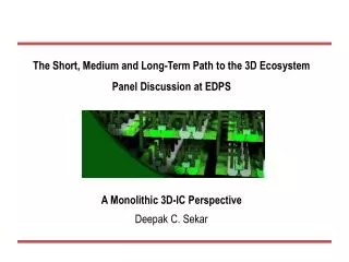 The Short, Medium and Long-Term Path to the 3D Ecosystem Panel Discussion at EDPS