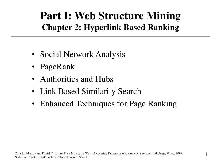 part i web structure mining chapter 2 hyperlink based ranking