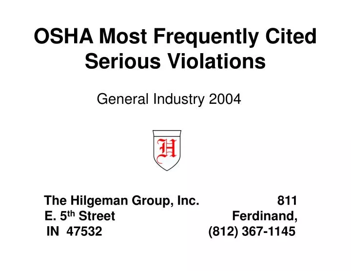 osha most frequently cited serious violations