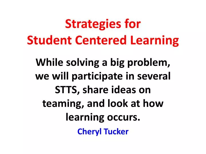 strategies for student centered learning