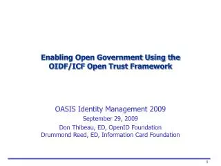 Enabling Open Government Using the OIDF/ICF Open Trust Framework