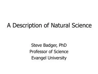 A Description of Natural Science