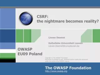 CSRF: the nightmare becomes reality?
