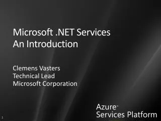 Microsoft .NET Services An Introduction