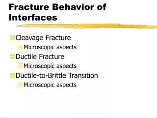 Fracture Behavior of Interfaces