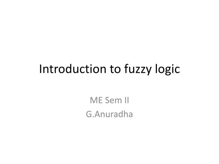 introduction to fuzzy logic