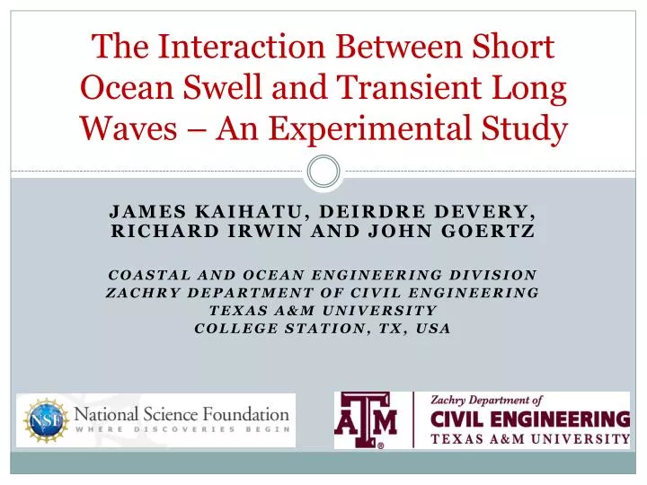 the interaction between short ocean swell and transient long waves an experimental study