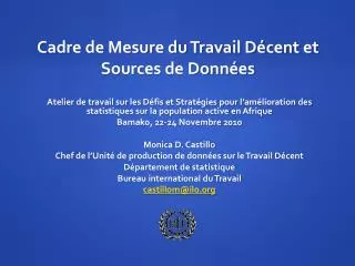 cadre de mesure du travail d cent et sources de donn es