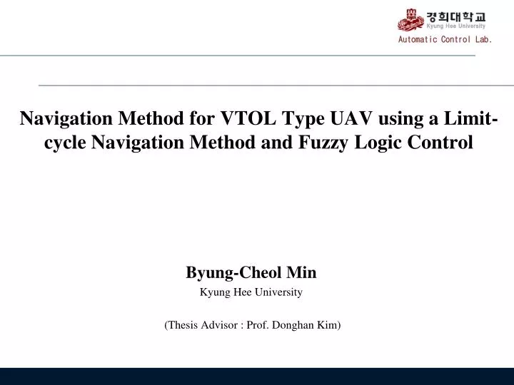 navigation method for vtol type uav using a limit cycle navigation method and fuzzy logic control