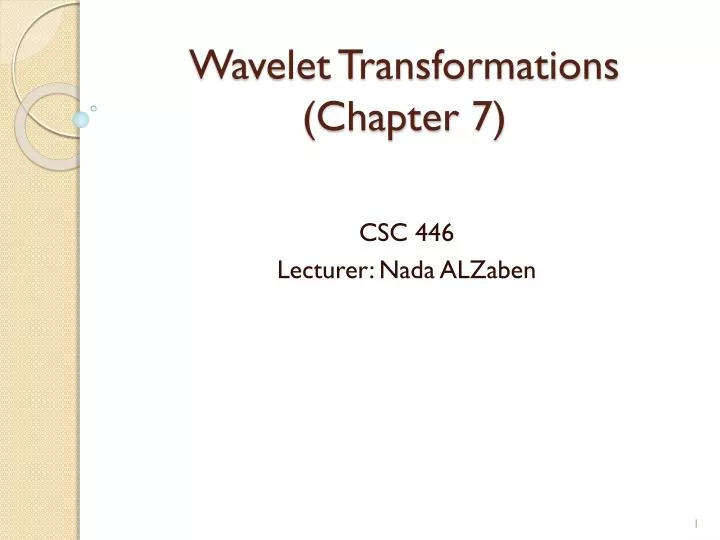 wavelet transformations chapter 7