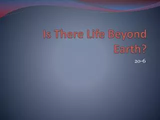 is there life beyond earth
