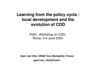 Learning from the policy cycle : local development and the evolution of CDD