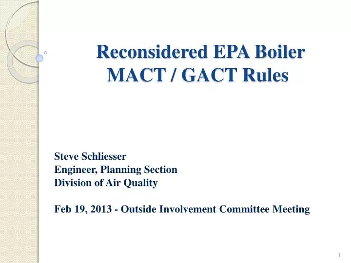 reconsidered epa boiler mact gact rules