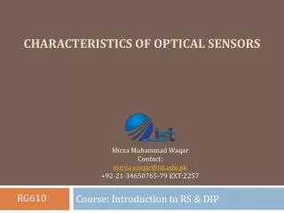 Characteristics of Optical Sensors